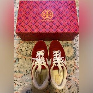 Tory Burch Red and White Women's Sneakers like new only wear one time